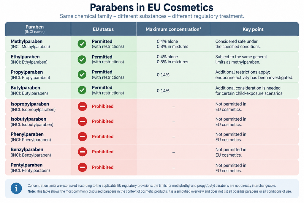 Parabens table